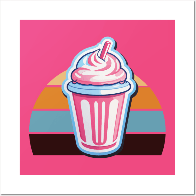 Milkshake Cartoon Pastel Retro Wall Art by RetroColors